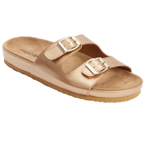 Comfortview Women's Wide Width The Sporty Thong Sandal - 7 W, Brown : Target