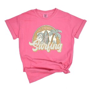 Simply Sage Market Women's Let's Go Surfing Short Sleeve Garment Dyed Tee - 1 of 2