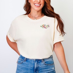 Simply Sage Market Embroidered Flower Cluster Garment Dyed Tee - 1 of 4