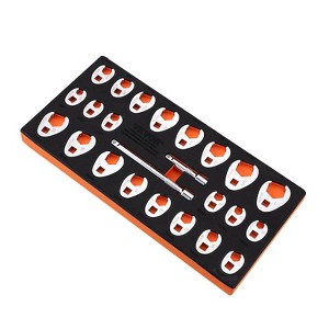 VEVOR 3/8" Drive Crowfoot Wrench Set with 2 Extension Bars, 24-Piece Crows Foot Wrench Set, SAE  3/8"-1" and Metric 10-22 mm - 1 of 4