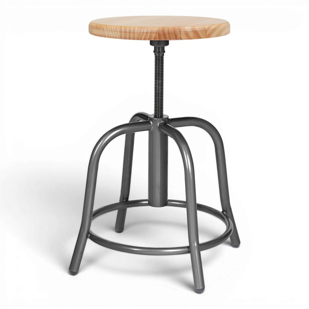 Photos - Chair 18"-24" Height Adjustable Swivel Accent Stool Wood Seat/Gray Frame - Hampden Furnishings