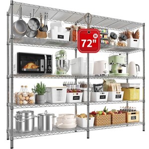 HOMDOX 5-Tier Heavy Duty Metal Storage Rack, 60"W x 14"D x 72"H Adjustable Wire Metal Shelves for Storage, 1500LBS Free Standing Storage Shelf Units - 1 of 4