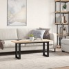 vidaXL Coffee Table - Modern Solid Pine Wood & Steel Cocktail Stand - 43.3"x15.7"x17.9" Rectangular Table for Living Room - 3 of 4