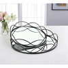 HomeRoots Set of Two Black And Silver Metal And Mirrored Glass Round Vanity Trays - 2 of 4
