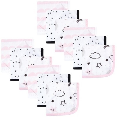 Hudson Baby Infant Girl Cotton Muslin Washcloths, Dreamer, One Size