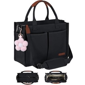 Generic Women's Canvas Tote Bag with Zipper Top, Individual Compartments, Reinforced Bottom - 1 of 4