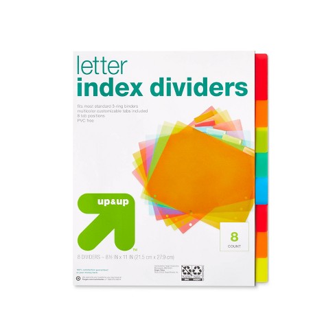 8ct Plastic Letter Index Dividers - Up & Up™ : Target