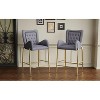 Grey counter height bar stools, bar height armchairs, velvet fabric stools - 2 of 4