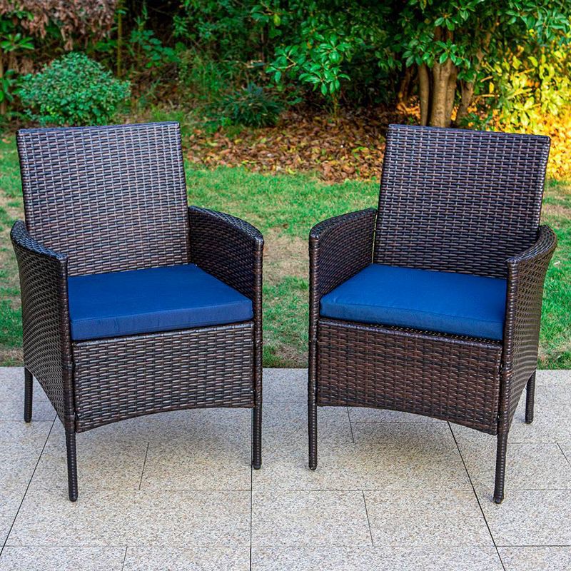 4pc Patio Rattan Chairs with Cushions - Brown - Captiva Designs, 2 of 9