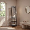 NAYSAYE Coat Hanger Wood Freestanding Coat Rack with 3 Tier Storage Shelves and Hooks for Entryway Bedroom or Living Room, Black, 17"*17"*72" - 2 of 4