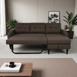 74.8" Convertible L-Shaped Sectional Sofa Bed with Storage Chaise - 1 of 4