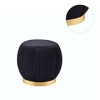 Simple Relax Upholstered Round Ottoman with Metal Base in Black and Gold - 4 of 4