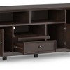 72" Solid Wood TV Media Stand with Handcrafted Brunette Brown Stain Finish, Cord Management, and Adjustable Shelves for Living Room - 4 of 4