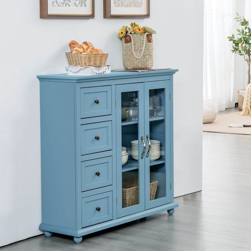 Costway Buffet Sideboard Table Kitchen Storage Cabinet w/ Drawers & Doors White\Blue\Green, 2 of 11