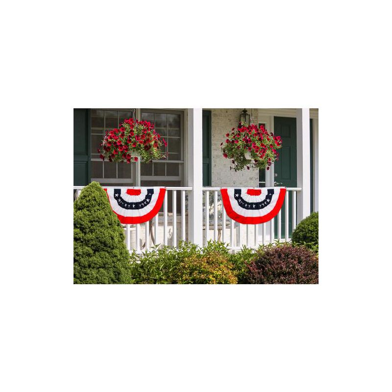 Patriotic Embroidered Bunting USA 36" x 18" Pleated Banner with Brass Grommets Briarwood Lane, 1 of 5