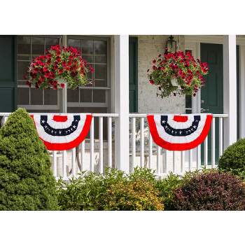 Patriotic Embroidered Bunting USA 36" x 18" Pleated Banner with Brass Grommets Briarwood Lane
