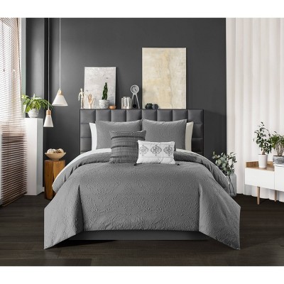9pc Queen Mya Bed in a Bag Comforter Set Gray - Chic Home Design