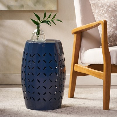 Syemin Patio End Tables, Stylish End Tables for Indoor and Outdoor Use, Ideal for Gardens, Backyard, Special Design, Blue, 12.25"*12.25"*17.75"