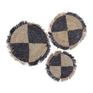 Olivia & May Bohemian Dried Plant Geometric Woven Wall Decor Set of 3 Brown: Handmade Seagrass Art, Vertical Hang - 1 of 4