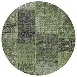 Olive Green And Gray Patchwork Washable Indoor Outdoor Area Rug - 1 of 4