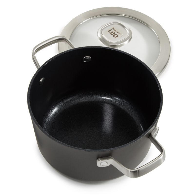 BergHOFF Graphite Non-stick Ceramic Stockpot 8", 3.3qt. With Glass Lid, Sustainable Recycled Material, 2 of 7