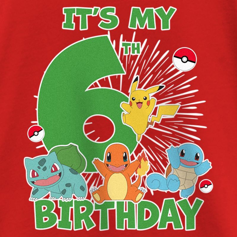 Girl's Pokemon It's My 6th Birthday Starters T-Shirt, 2 of 6