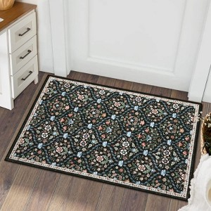 Vintage Trellis Area Rug Traditional Floral Washable Rugs for Living Room Bedroom Low Pile Non-Slip Floor Carpet - 1 of 4