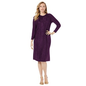 Jessica London Women's Plus Size Cable Sweater Dress - 1 of 4