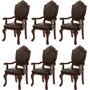 ORRD Dining Chairs Set of 2 – Antique Leather Dining Chairs with Solid Wood Legs & Rivet Decor, for Kitchen, Bedroom, Living Room (Brown Armless) - 1 of 4