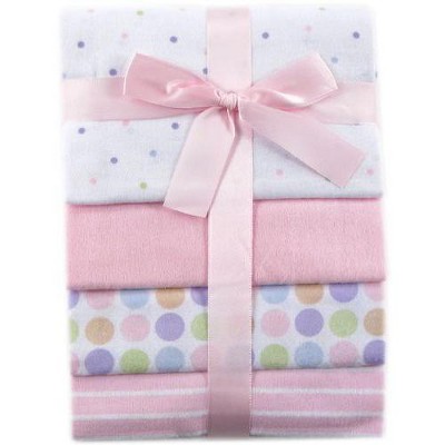 Luvable Friends Baby Girl Cotton Flannel Receiving Blankets, Pink, One Size