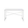 Royal Hampton Writing Desk with X Shaped Cross Bar and Chrome Finish, White - 2 of 4