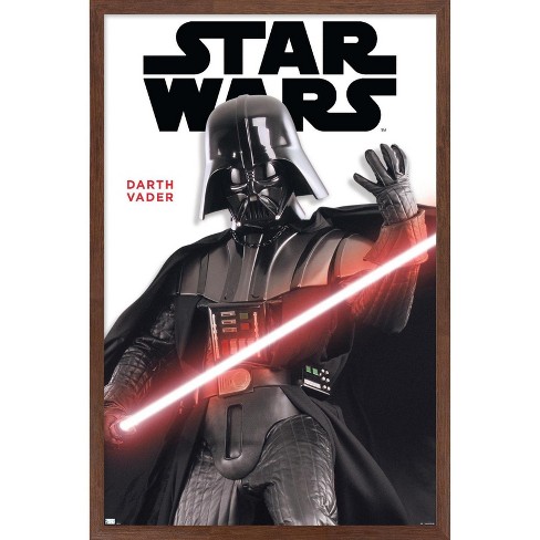 Trends International Star Wars: Saga - Darth Vader Feature Series Framed Wall Poster Prints Mahogany Framed Version 14.725 x 22.375