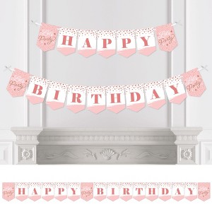 Big Dot of Happiness Pink Rose Gold Birthday - Happy Birthday Party Bunting Banner - Party Decorations - Happy Birthday - 1 of 4
