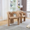 MAYEERTY Modern Soft Chenille Accent Chair - Open Back 3-Leg Barrel - Comfy Dining Set of 2 (Beige) - 4 of 4
