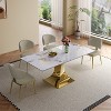 KWPZQEB 71" Luxury Marble Dining Table with Glossy Pandora Sintered Stone Tabletop, Elegant Kitchen Table w/ Stainless Steel Base for 6-8 (Table Only) - 2 of 4