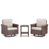 Buenhomino 3-Piece Wicker Patio Set with 2 Swivel Chairs & Coffee Table, All-Weather Cushions for Deck, Porch, or Garden - 3 of 4