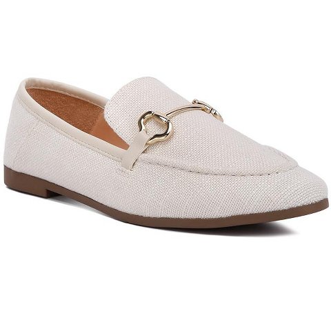 Женские туфли London Rag Womens Bexley Horsebit Embellished Canvas Loafers 7