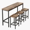 DOMETOUR Long Dining Table Set with 3 Stools, Easy Assembly, Natural - 3 of 4