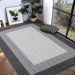 Low-Pile Washable Bordered Area Rug for Living Room Bedroom Dining Room, Non-Slip Stain Resistant Non-Shedding Carpet Geometric Floor Decor - 1 of 4