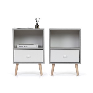 Resenkos Mid-Century Wood Nightstand Set of 2, Bed Sofa Side Table with Drawer and Shelf, Modern End Table for Living Room Bedroom, Night Stand - 1 of 1