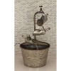 28" x 15" Farmhouse Galvanized Iron Fountain, Rustic Gray - Olivia & May: Wheel Handle Design, Freestanding - 3 of 4