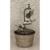 28" x 15" Farmhouse Galvanized Iron Fountain, Rustic Gray - Olivia & May: Wheel Handle Design, Freestanding - image 3 of 4