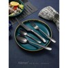 Itopfox 16-Piece Modern Black Hammered Silverware Set with Ultra Sharp 2-IN-1 Serrated Knives, Stainless Steel Flatware Set, Titanium Plated Cutlery - 2 of 4
