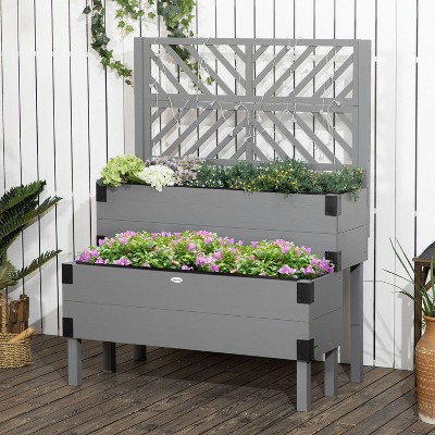 Vince 2-Tier Wooden Raised Garden Bed, Planter Stand Box for Flowers, Herbs and Vegetables, Outdoor Furniture - The Pop Home