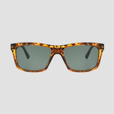 Men's Tortoise Shell Print Rectangle Square Sunglasses - All in Motion™ Brown