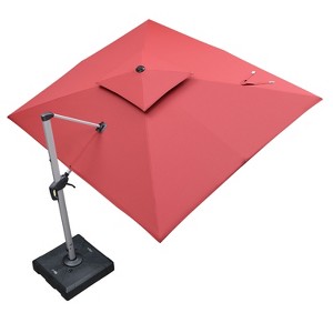 PURPLE LEAF Patio Outdoor Cantilever Umbrella with Heavy Duty Base Large Rectangle Umbrella Windproof Offset Umbrella for Garden Deck Pool - 1 of 4