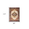 Ivory Red and Orange Medallion Power Loom Area Rug - 3 of 4