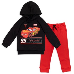 Disney Pixar Cars Lightning McQueen Fleece Pullover Hoodie and Pants Outfit Set Toddler - 1 of 4