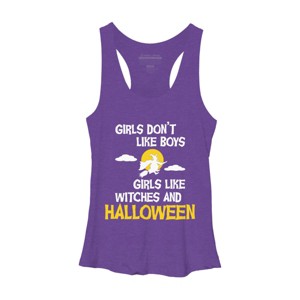 Women's Design By Humans Girls like Halloween By OffensiveFun Racerback Tank Top - 1 of 3