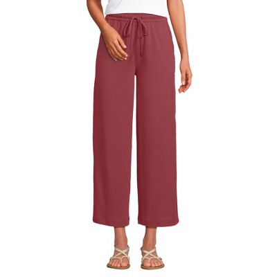 Lands' End Women's Sport Knit Pull On Drawstring Wide Leg Crop Pants